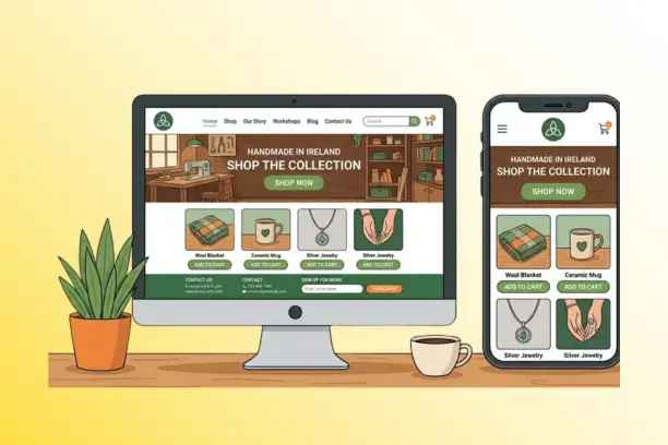 Mobile-first website design comparison showing Irish business