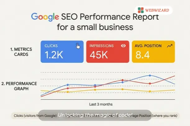 Google Search Console performance report showing impressions, clicks and average position for a Google SEO ranking query